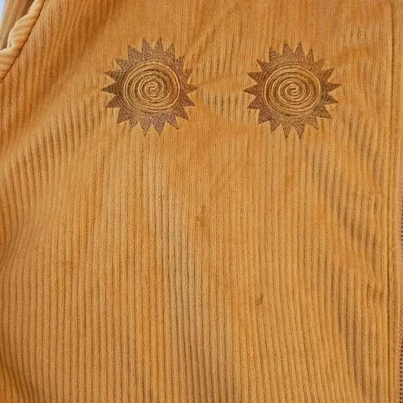 Yellow/Gold Unisex Corduroy Sun Lightweight Jacket: Unique Fun Statement Piece - Picture 3 of 4